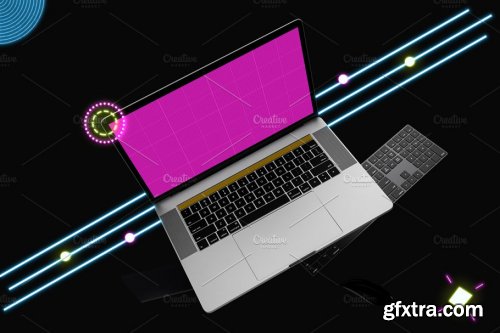 CreativeMarket - Neon Macbook Pro Mockup V.3 4591413