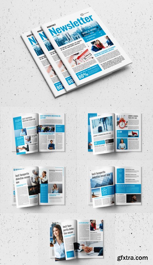 Business Newsletter Layout with Blue Accents 327918134