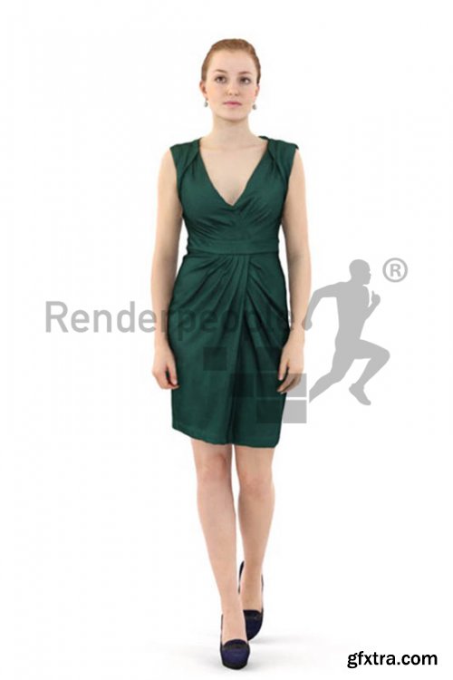 Woman in Dress Walking Scanned 3d model