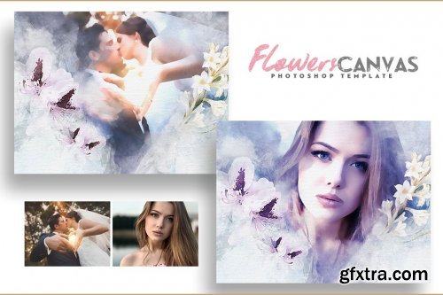 CreativeMarket - Flowers Canvas Photo Template 4604381