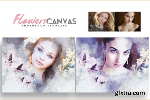 CreativeMarket - Flowers Canvas Photo Template 4604381