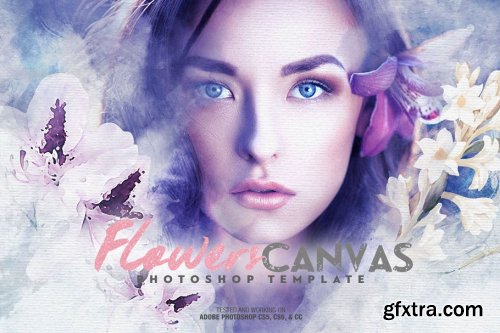 CreativeMarket - Flowers Canvas Photo Template 4604381