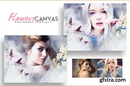 CreativeMarket - Flowers Canvas Photo Template 4604381