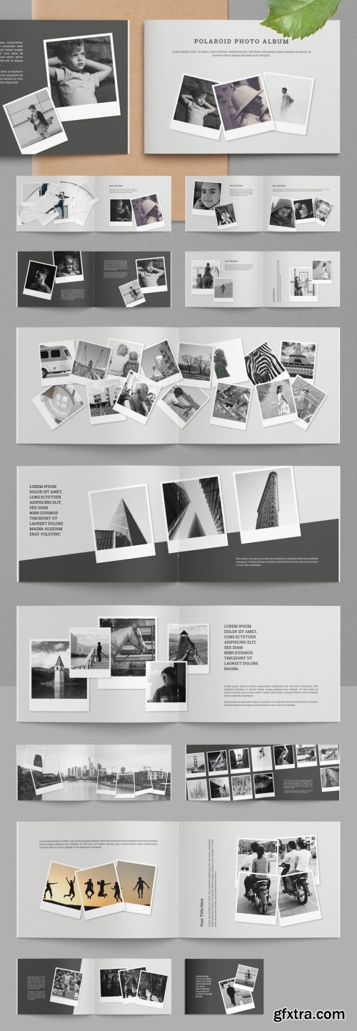 Instant Photo Album Layout with Black Accents 329153693