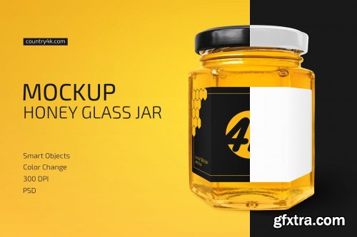 CreativeMarket - Honey Glass Jar Mockup 4447900