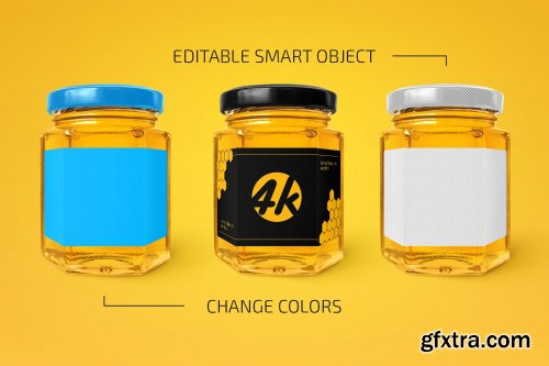 CreativeMarket - Honey Glass Jar Mockup 4447900