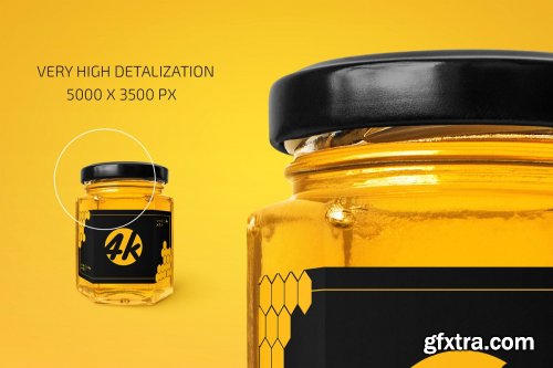 CreativeMarket - Honey Glass Jar Mockup 4447900