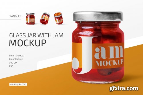 CreativeMarket - Glass Jar with Jam Mockup Set 4649624