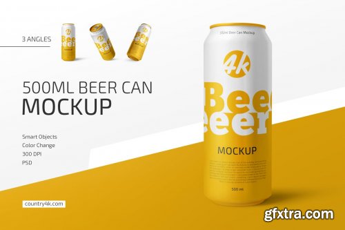 CreativeMarket - 500ml Beer Can Mockup Set 4644043