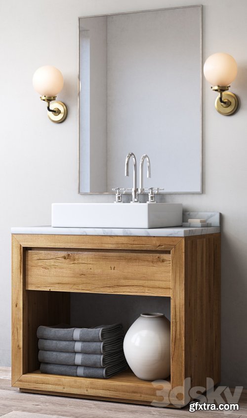 RECLAIMED RUSSIAN OAK SINGLE WASHSTAND - DECK MOUNT