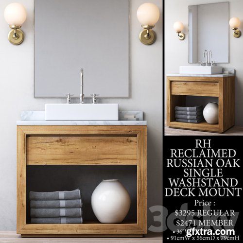 RECLAIMED RUSSIAN OAK SINGLE WASHSTAND - DECK MOUNT