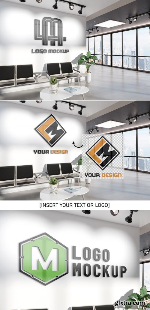 Logo on Office Waiting Room Wall Mockup 332482638