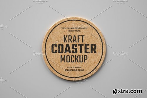 CreativeMarket - Kraft Beverage Coaster Mockup 4751788