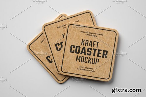 CreativeMarket - Kraft Beverage Coaster Mockup 4751788