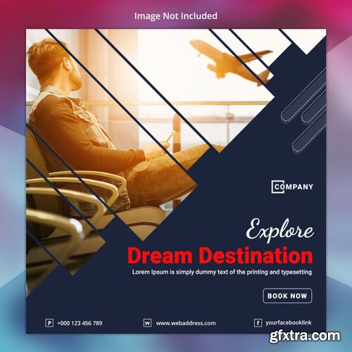 Tour travel social media banner template Premium Psd