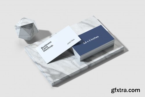 Business card mockup on marble high angle view Premium Psd