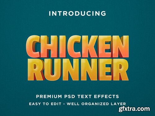 Chicken runner - 3d text effect psd template Premium Psd