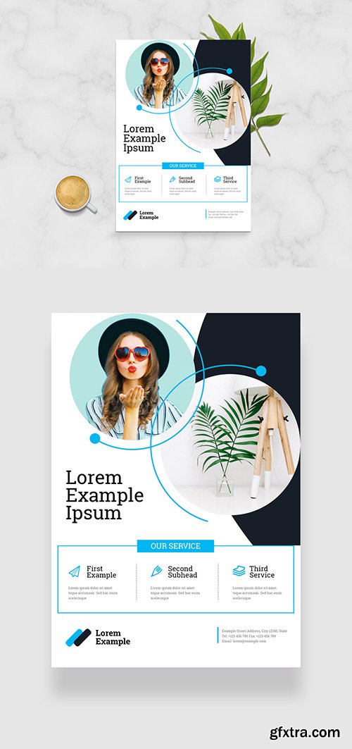 Flyer Layout with Blue Geometric Accents 334206198 Flyer Layout with Blue Geometric Accents 334206198