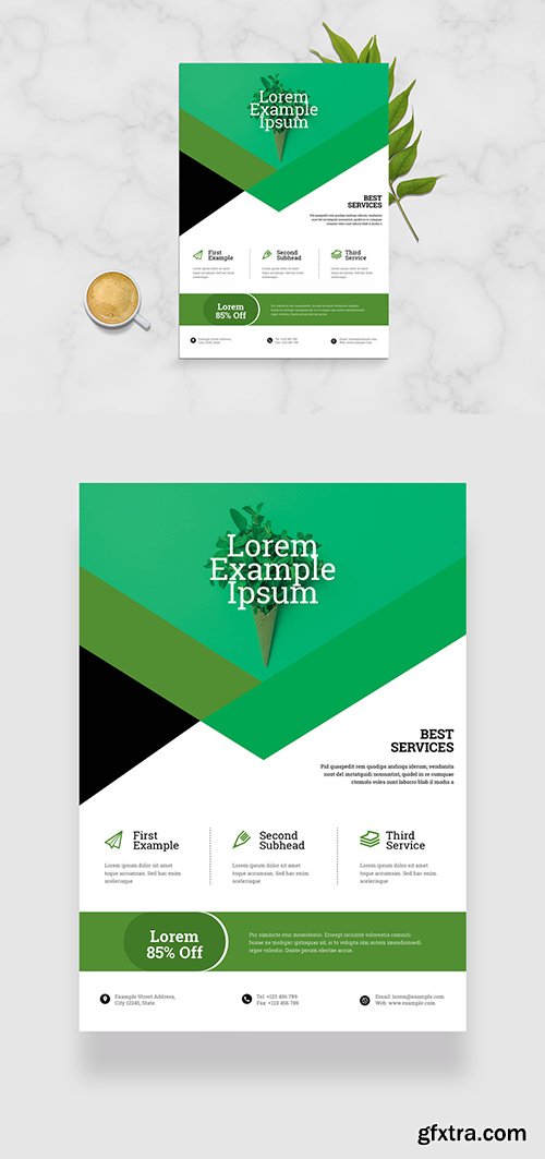 Business Flyer Layout with Green Geometric Elements 333287436 Business Flyer Layout with Green Geometric Elements 333287436