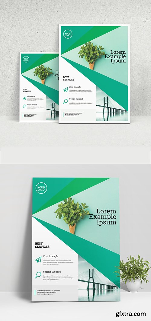 Business Flyer Layout with Green Geometric Elements 333287450 Business Flyer Layout with Green Geometric Elements 333287450