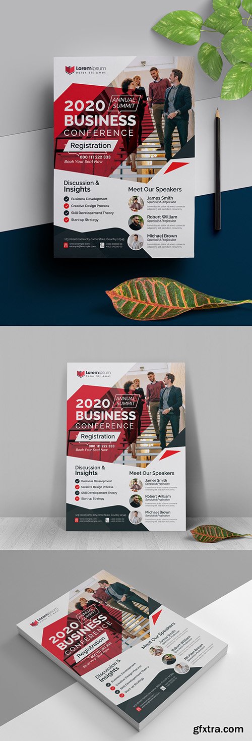 Annual Seminar Flyer Layout with Blue Accents 323753137