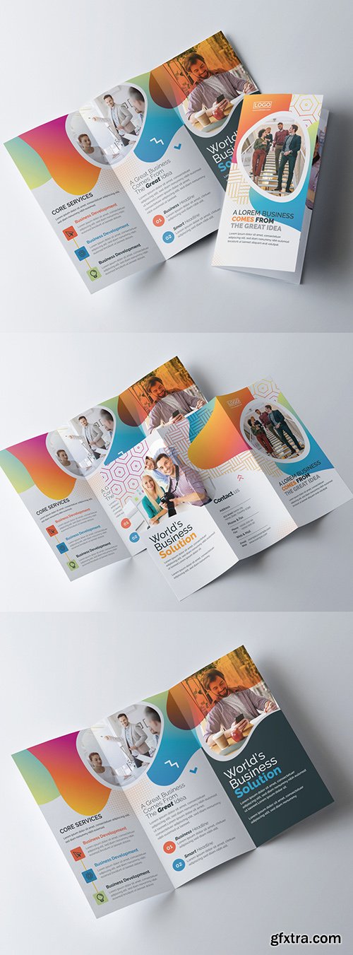 Creative Trifold Brochure Layout with Multicolored Accents 323752774 Creative Trifold Brochure Layout with Multicolored Accents 323752774