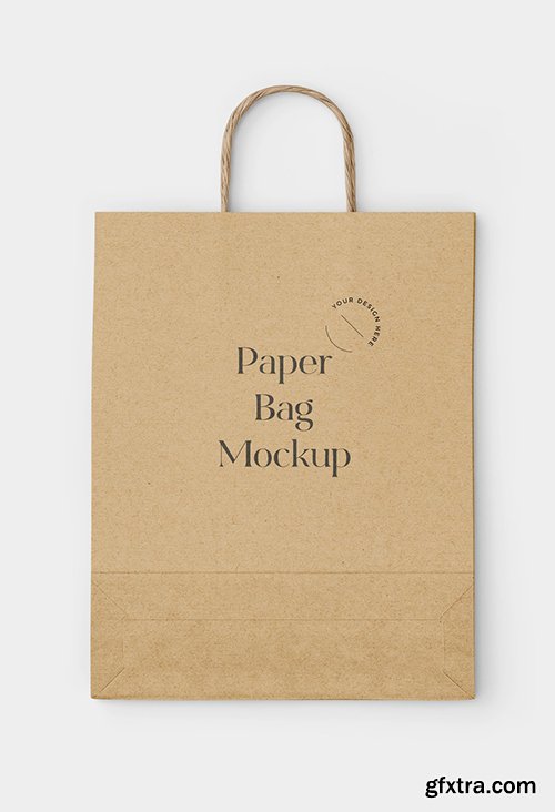 Realistic Paper Shopping Bag on White Background Mockup 334548743