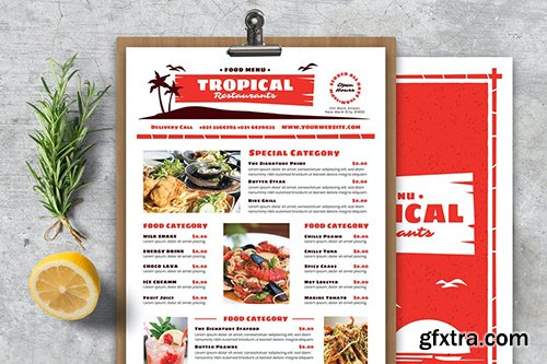 Vintage Tropical Food Menu