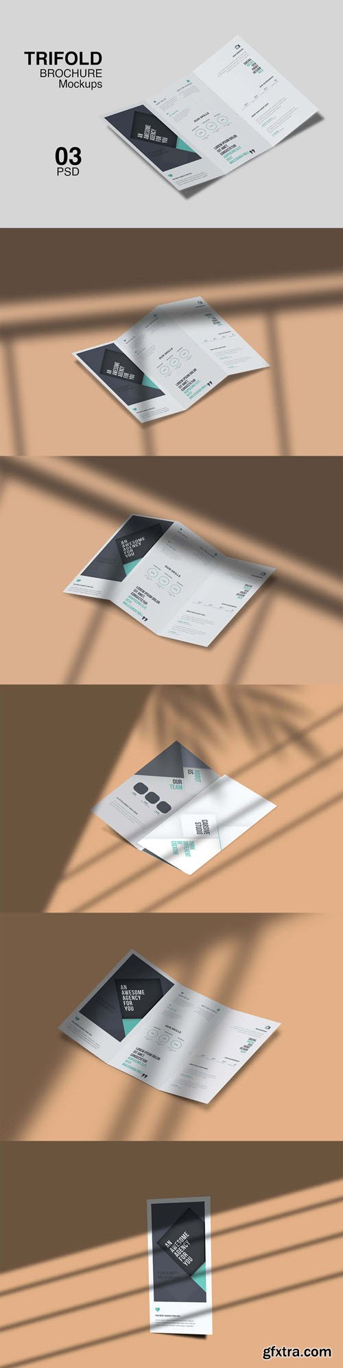 Tri-fold Brochure PSD Mockups Pack Tri-fold Brochure PSD Mockups Pack