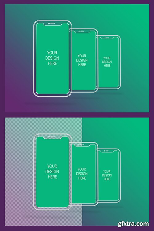 3 Wireframe Smartphones Screen Mockups with Transparent Background 337056964 3 Wireframe Smartphones Screen Mockups with Transparent Background 337056964