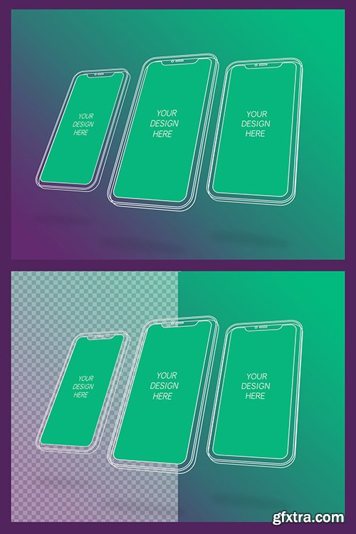 3 Wireframe Smartphones Screen Mockups with Transparent Background 337056267 3 Wireframe Smartphones Screen Mockups with Transparent Background 337056267