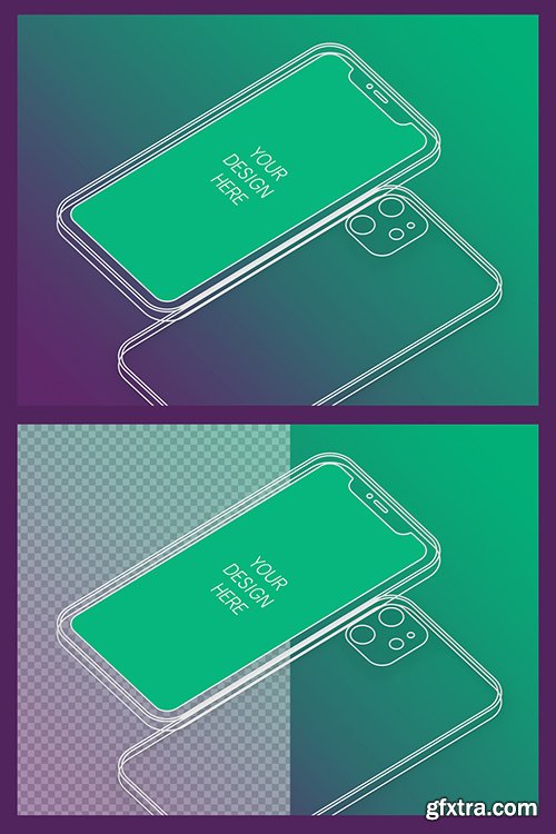 Wireframe Smartphone Screen Mockup with Transparent Background 337086089
