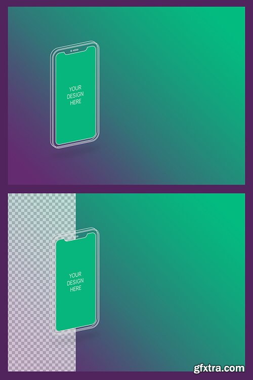 Wireframe Smartphone Screen Mockup with Transparent Background 337084999