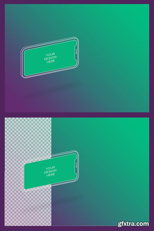 Wireframe Smartphone Screen Mockup with Transparent Background 337083397