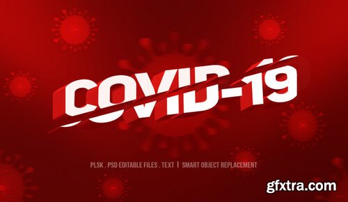Covid-19 3d text style effect mockup Premium Psd