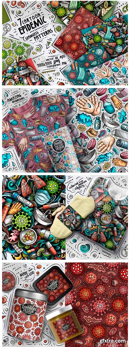 7 Epidemic Cartoon Seamless Patterns 3856376 7 Epidemic Cartoon Seamless Patterns 3856376