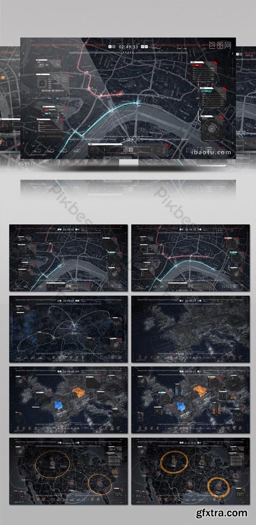 PikBest - Dark HUD holographic technology map demo animation AE template - 631762
