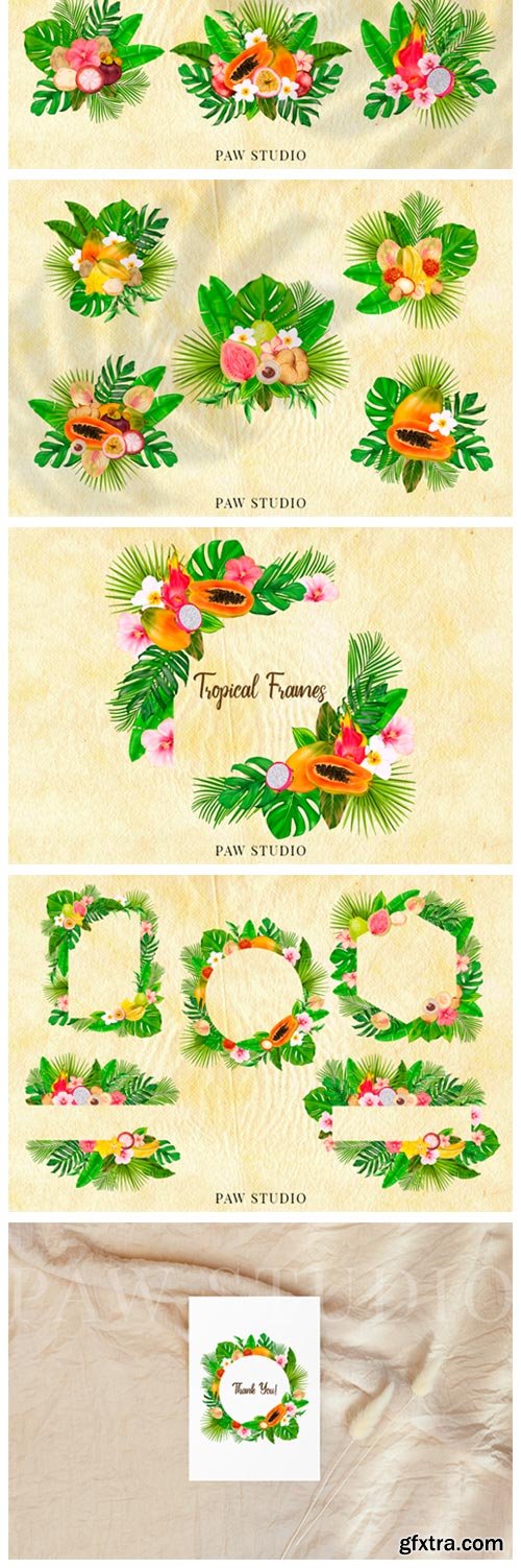 Tropical Graphic Fruits, Flowers, Leaves 3863622 Tropical Graphic Fruits, Flowers, Leaves 3863622