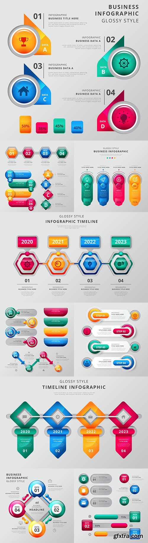 Business infographics options elements collection 150
