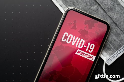 Mockup mobile phone for coronavirus or covid-19 outbreak news update background concept. Premium Psd