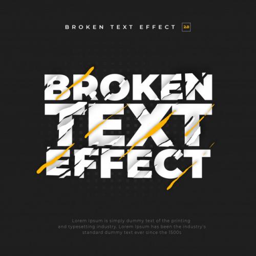 Ripped Split Broken Text Effect Premium PSD