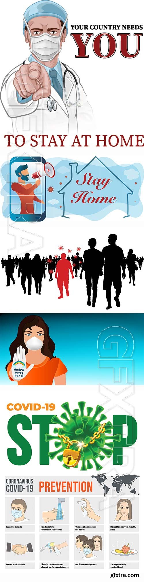 COVID-2019, stay home and self isolate vector design