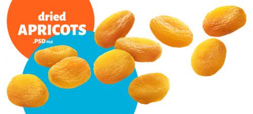 Dried Apricots Banner, Isolated On White Premium PSD