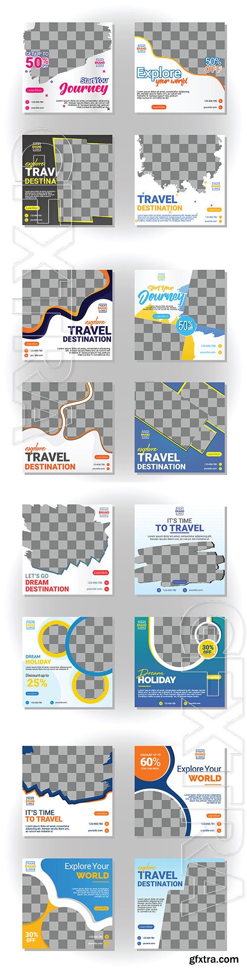 Travel social media post card template # 2