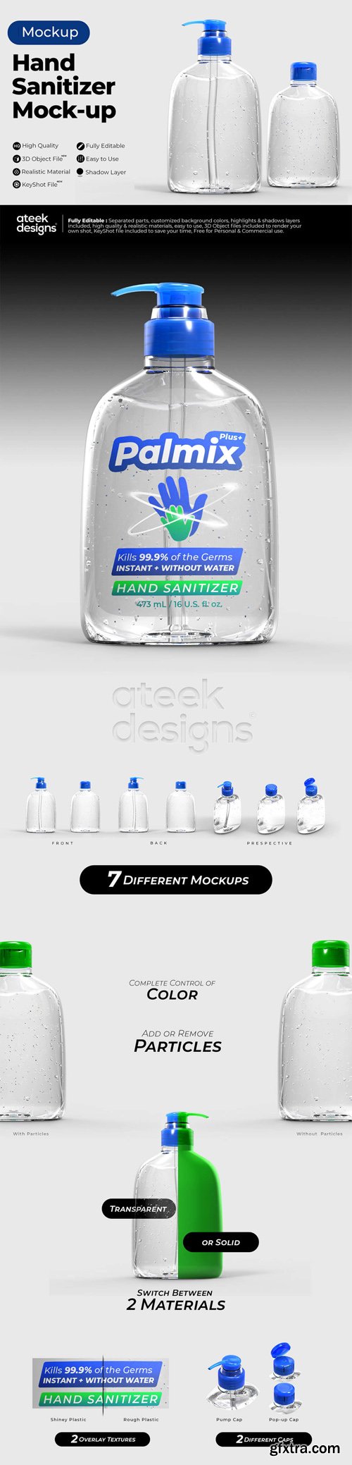 Hand Sanitizer Mockups for Cinema 4D & KeyShot Hand Sanitizer Mockups for Cinema 4D & KeyShot