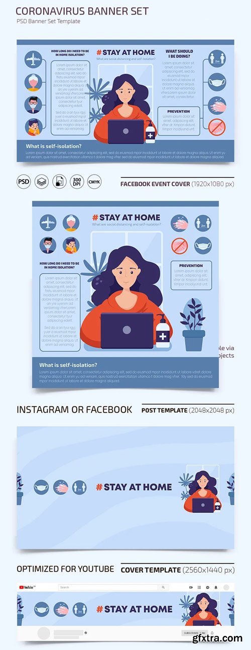 COVID-19 Banner Set PSD Templates COVID-19 Banner Set PSD Templates