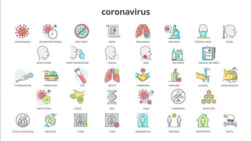 Videohive - Coronavirus - 36 Flat Animation Icons