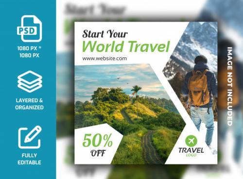 Travel Holiday Vacation Social Media Post Banner Template Psd Premium PSD