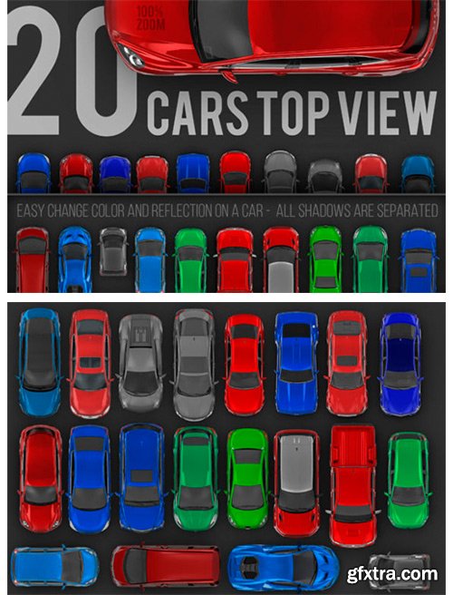 20 Cars Top View Renders 3631674 GFxtra