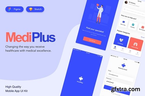 Medical Mobile UI Kit Design - Figma and Sketch